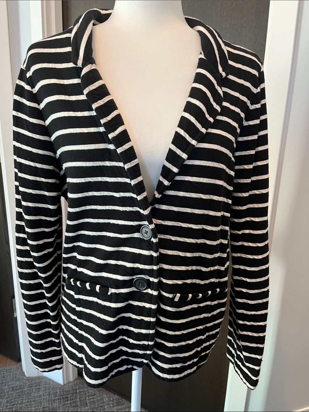Merona Black and White Striped Cotton Blazer